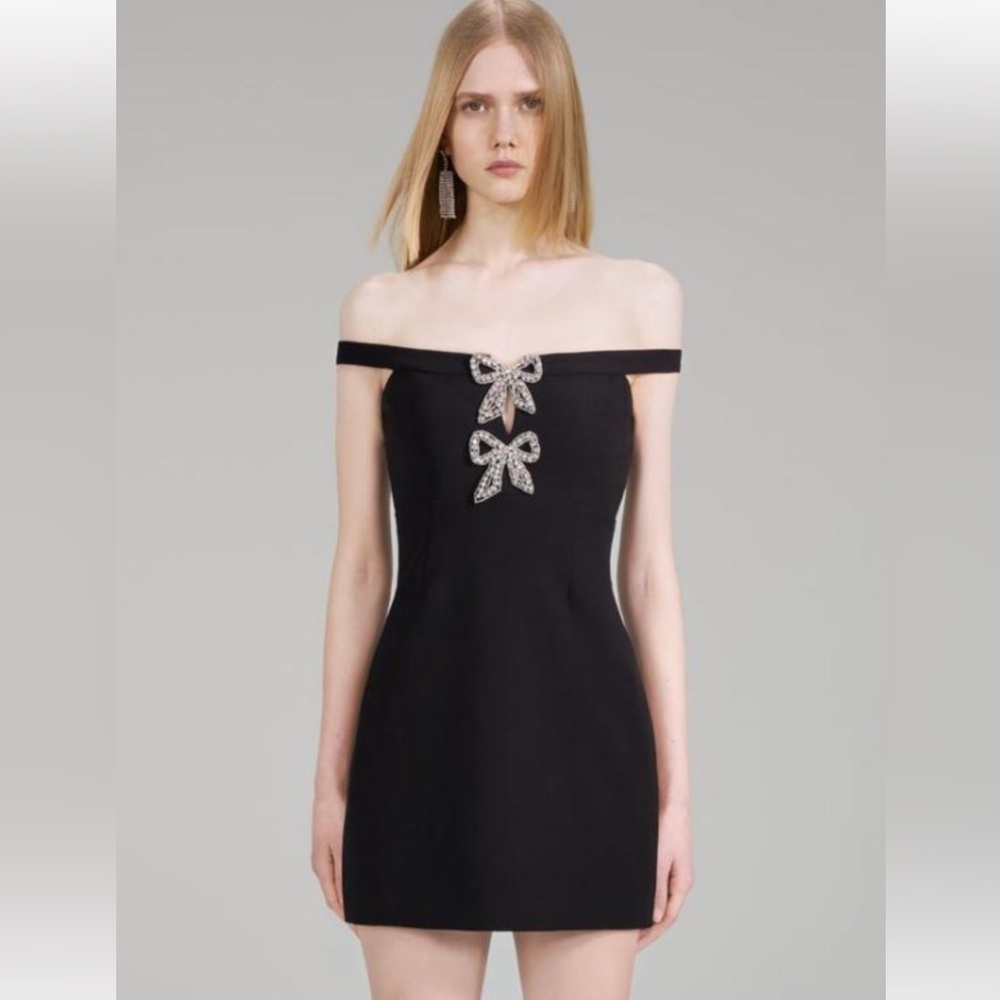 Self Portrait Crepe Bow Mini Dress